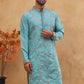 Embroidered Silk Blend Kurta (65KO 5407 Sky ) [FF] [D-1]