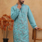 Embroidered Silk Blend Kurta (65KO 5407 Sky ) [FF] [D-1]