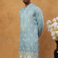 Traditional Silk Blend Embroidered Kurta (65KO 5411 Blue ) [FF] [F-2-3]