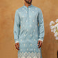 Traditional Silk Blend Embroidered Kurta (65KO 5411 Blue ) [FF] [F-2-3]