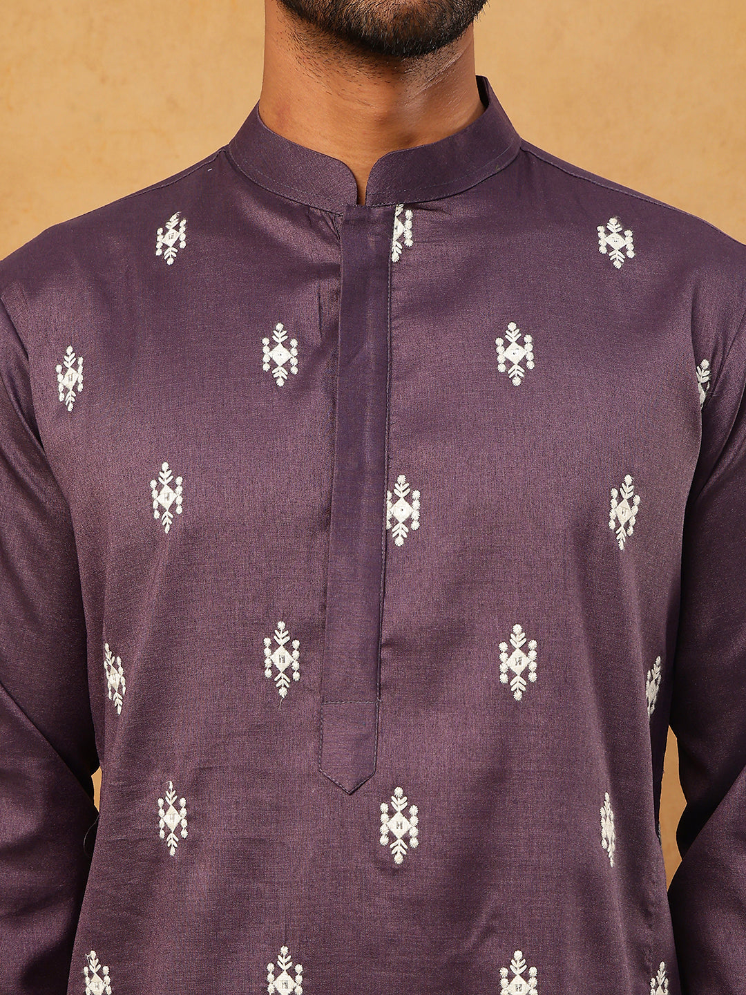 Traditional Silk Blend Embroidered Kurta (65KO 5411 Purple ) [FF] [F-2-3]