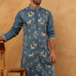 Men Silk Blend Kurta with Embroidery (65KO 5412 Teal ) [FF] [F-3]