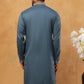 Men Silk Blend Kurta with Embroidery (65KO 5412 Teal ) [FF] [F-3]