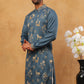 Men Silk Blend Kurta with Embroidery (65KO 5412 Teal ) [FF] [F-3]