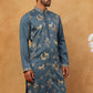 Men Silk Blend Kurta with Embroidery (65KO 5412 Teal ) [FF] [F-3]