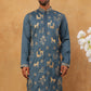 Men Silk Blend Kurta with Embroidery (65KO 5412 Teal ) [FF] [F-3]