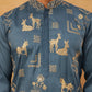 Men Silk Blend Kurta with Embroidery (65KO 5412 Teal ) [FF] [F-3]