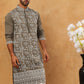 Men Ethnic Embroidered Kurta (65KO 5413 Grey ) [FF] [Q-11-14]