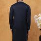 Men Silk Blend Embroidered Kurta (65KO 5415 Navy ) [FF] [B-1-2]