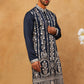 Men Silk Blend Embroidered Kurta (65KO 5415 Navy ) [FF] [B-1-2]