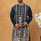 Men Silk Blend Embroidered Kurta (65KO 5415 Navy ) [FF] [B-1-2]