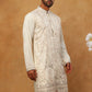 Men Silk Blend Embroidered Kurta (65KO 5415 White ) [FF] [B-1-2]