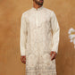 Men Silk Blend Embroidered Kurta (65KO 5415 White ) [FF] [B-1-2]