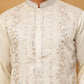 Men Silk Blend Embroidered Kurta (65KO 5415 White ) [FF] [B-1-2]