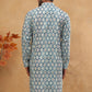 Printed Cotton Blend Kurta with Thread Work (65KO 5416 Blue ) [FF] [J-1]