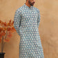 Printed Cotton Blend Kurta with Thread Work (65KO 5416 Blue ) [FF] [J-1]