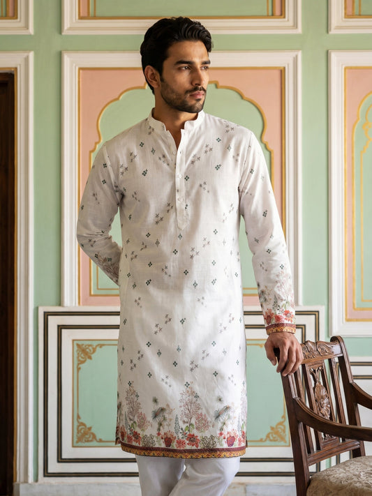 Cotton Blend Printed Straight Kurta