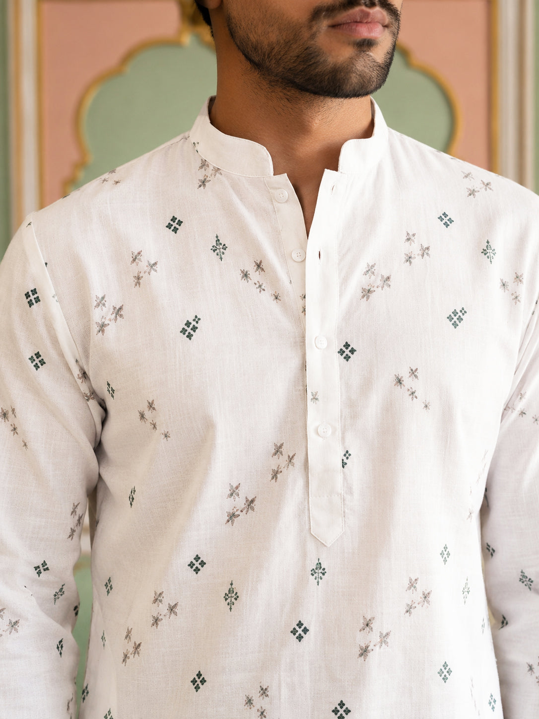 Cotton Blend Printed Straight Kurta