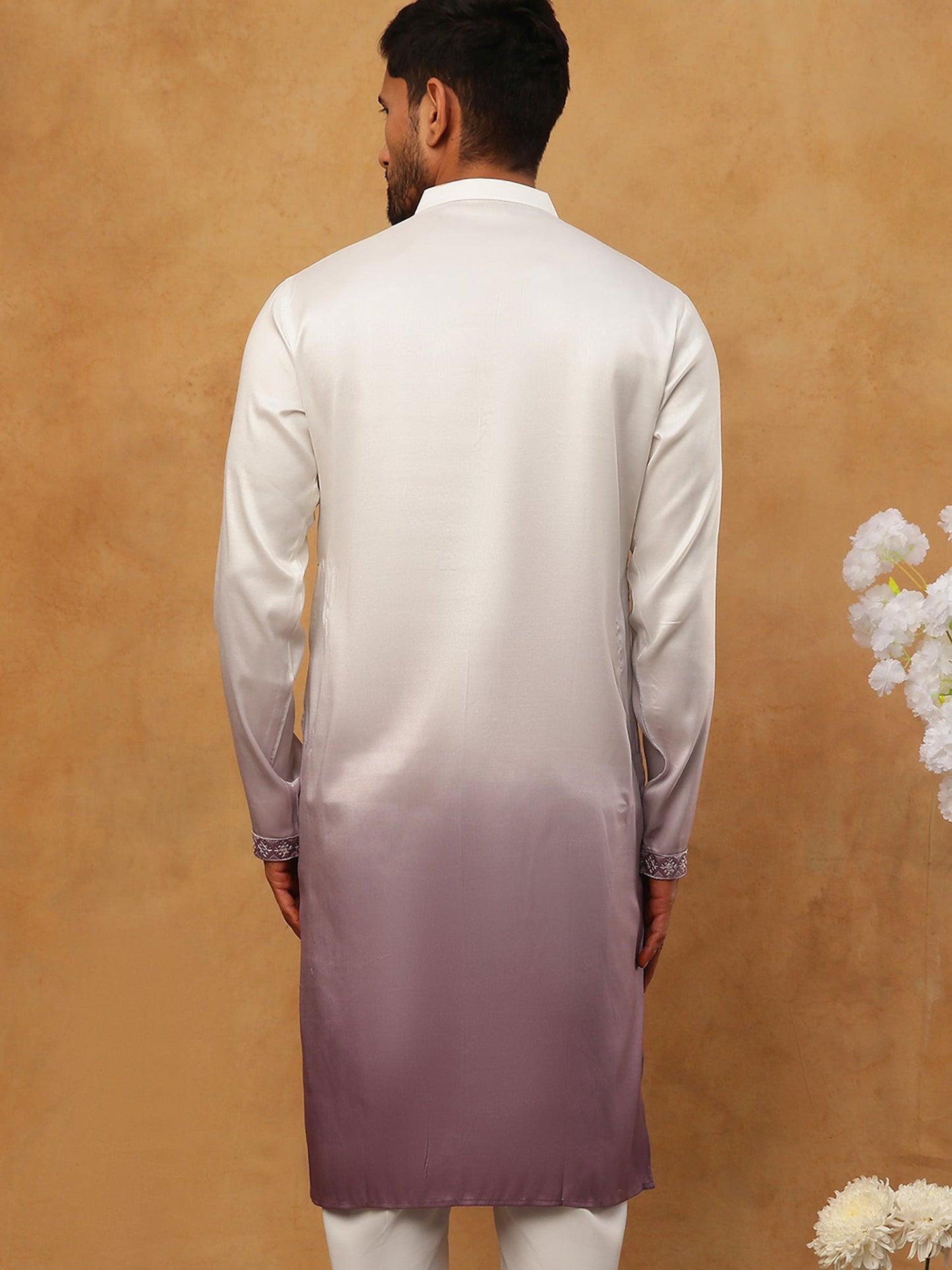 Festive Wear Silk Blend Embroidered Kurta (65KO 5420 White ) [FF] [B-1]