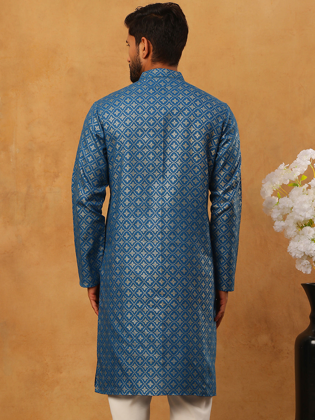 Festive Cotton Blend Printed Kurta (65KO 5421 Blue ) [FF] [P-11-10]