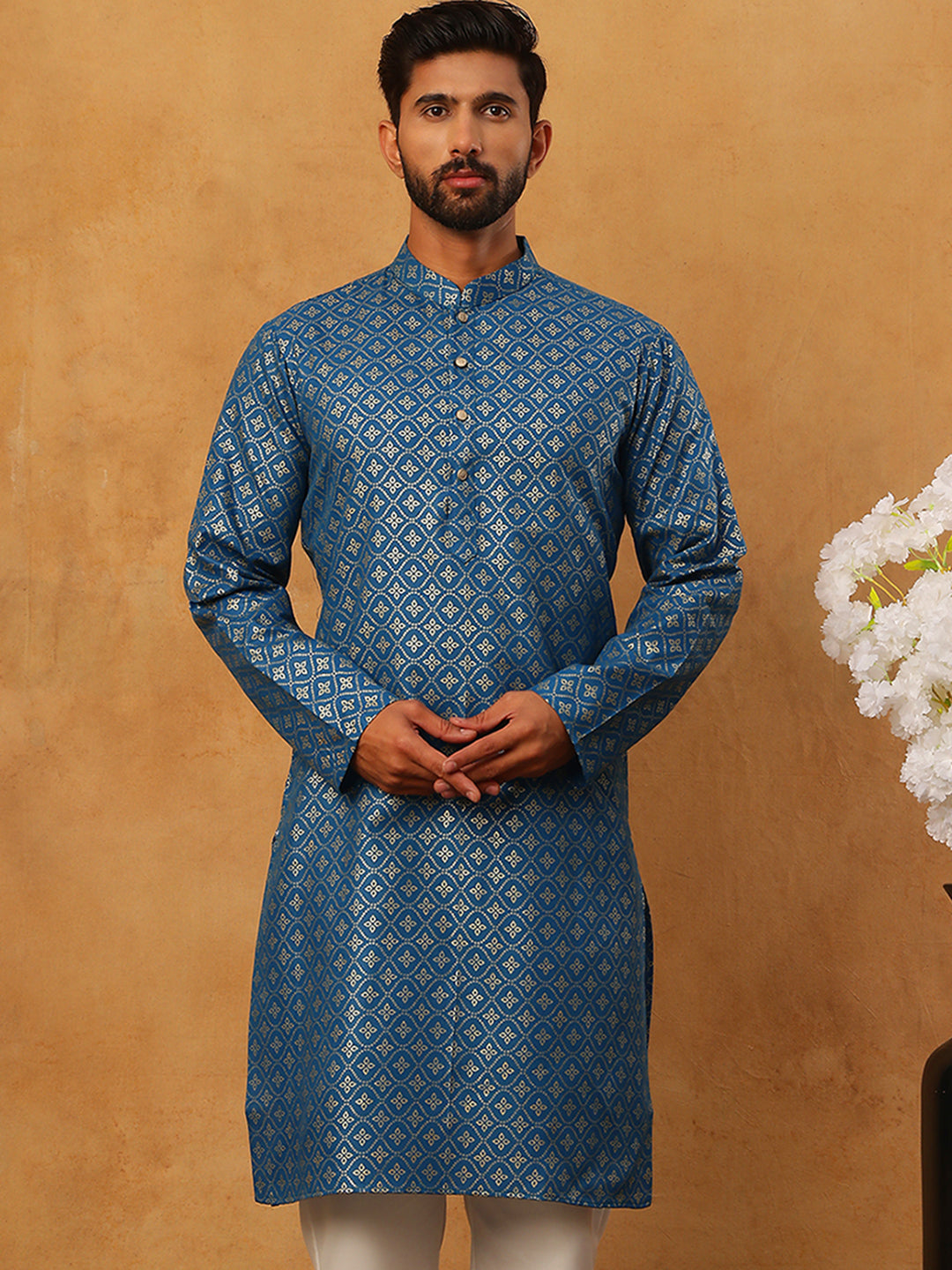 Festive Cotton Blend Printed Kurta (65KO 5421 Blue ) [FF] [P-11-10]