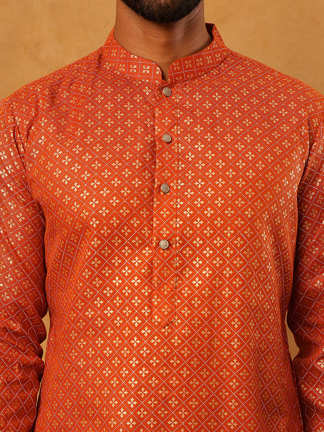 Festive Cotton Blend Printed Kurta (65KO 5421 Orange ) [FF] [P-11-10]