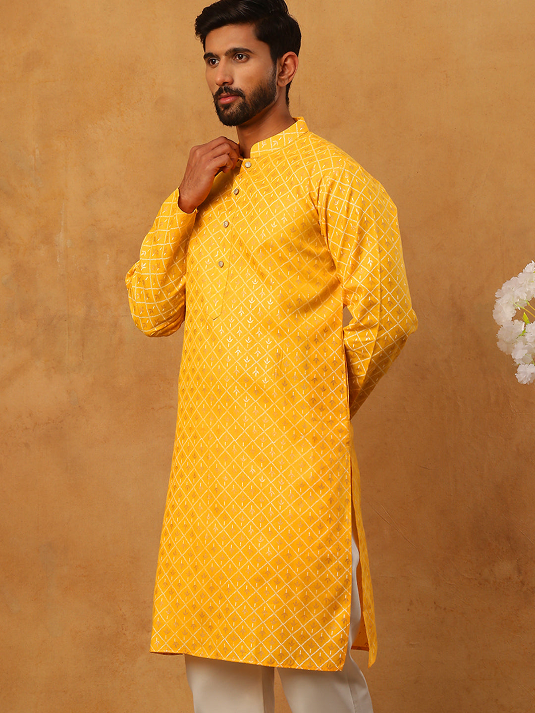 Festive Cotton Blend Printed Kurta (65KO 5421 Yellow ) [FF] [P-11-10]