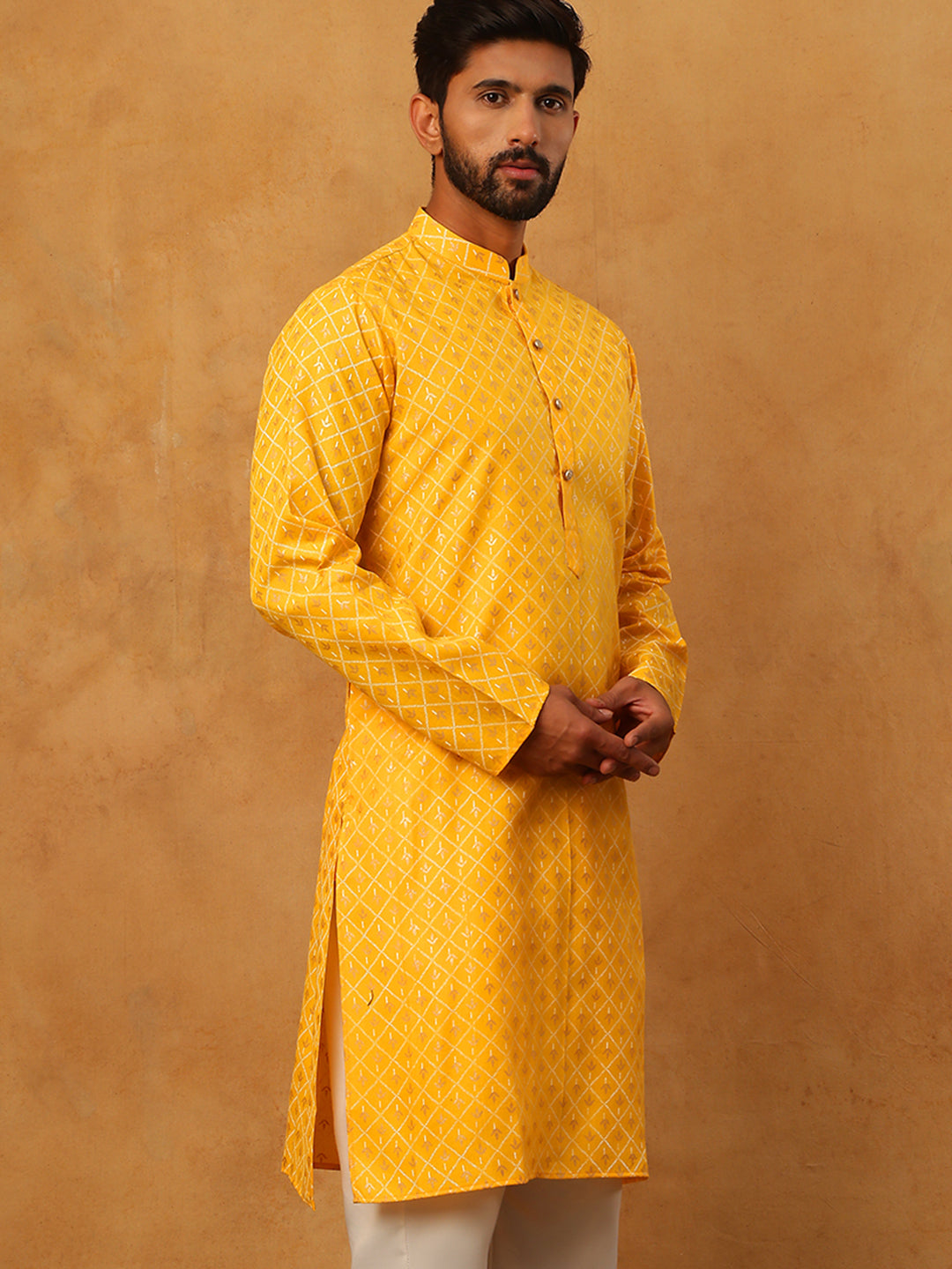 Festive Cotton Blend Printed Kurta (65KO 5421 Yellow ) [FF] [P-11-10]