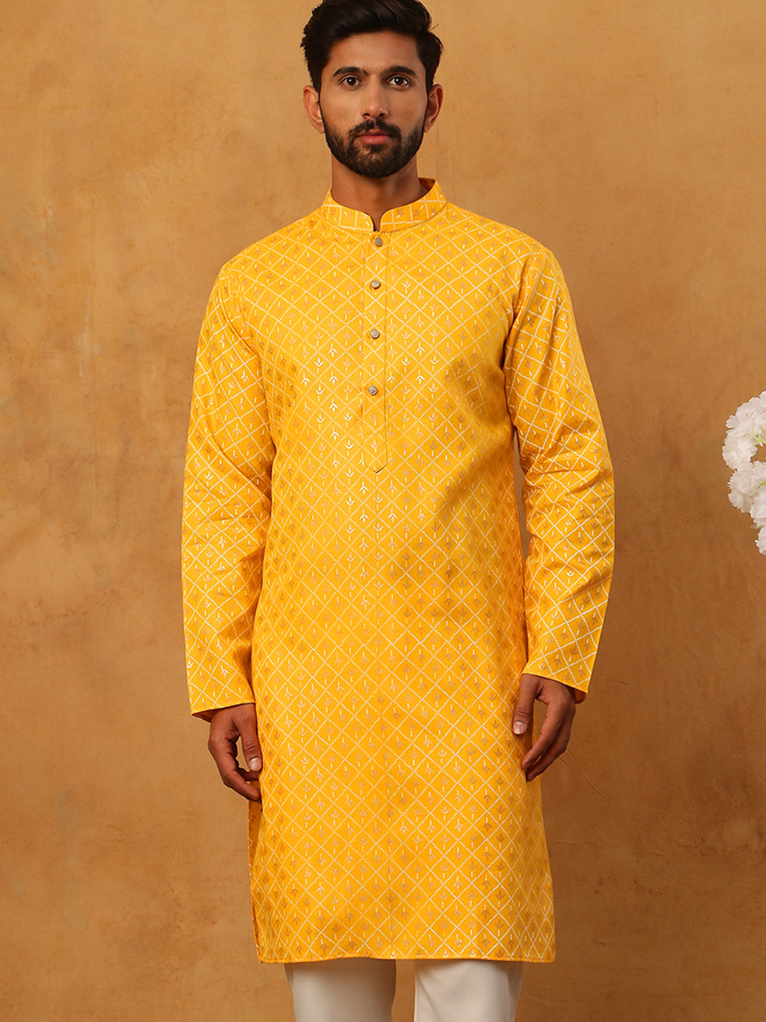 Festive Cotton Blend Printed Kurta (65KO 5421 Yellow ) [FF] [P-11-10]