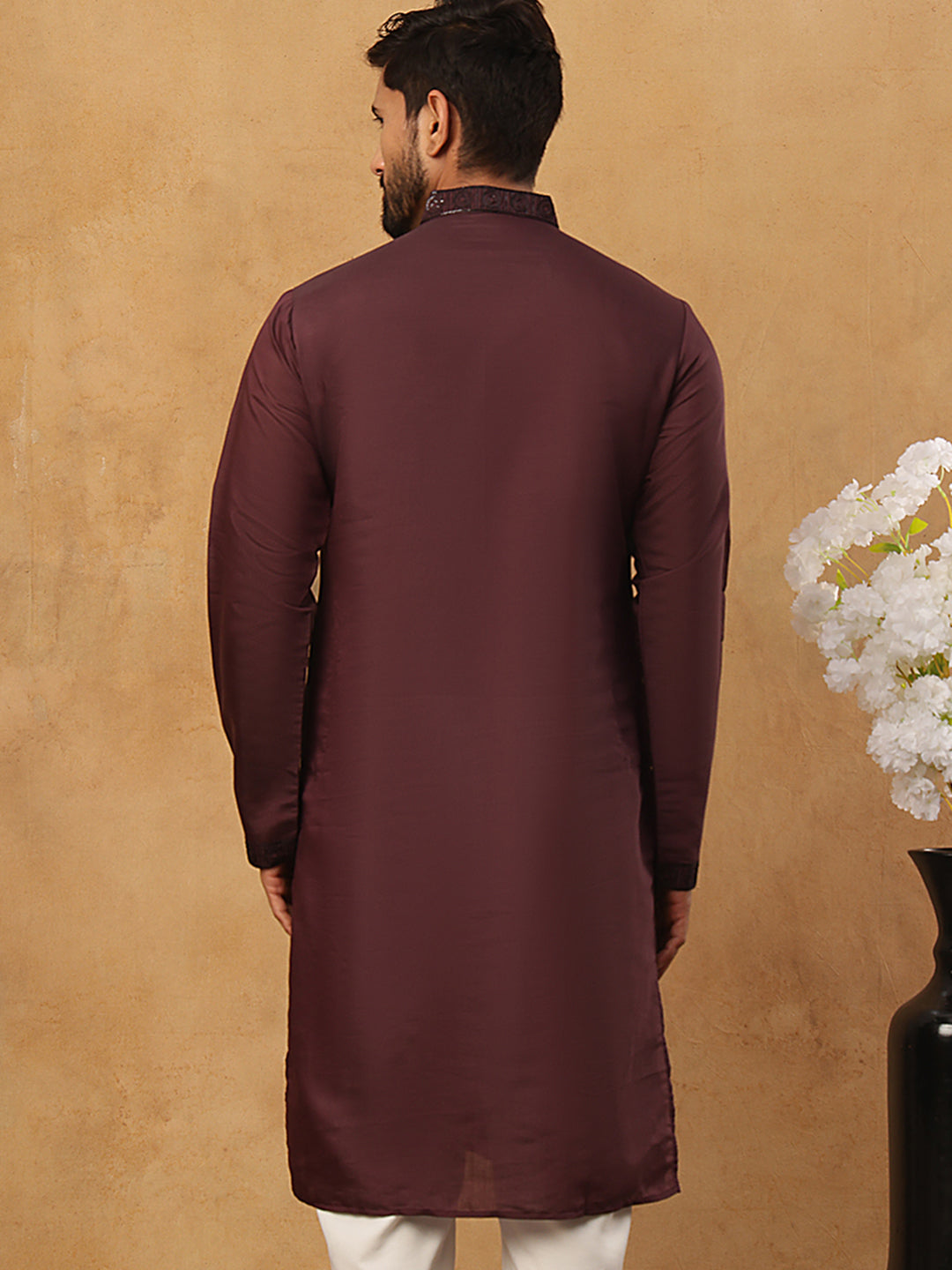 Silk Blend Embroidered Kurta (65KO 5423 Maroon ) [FF] [Q-11-14]