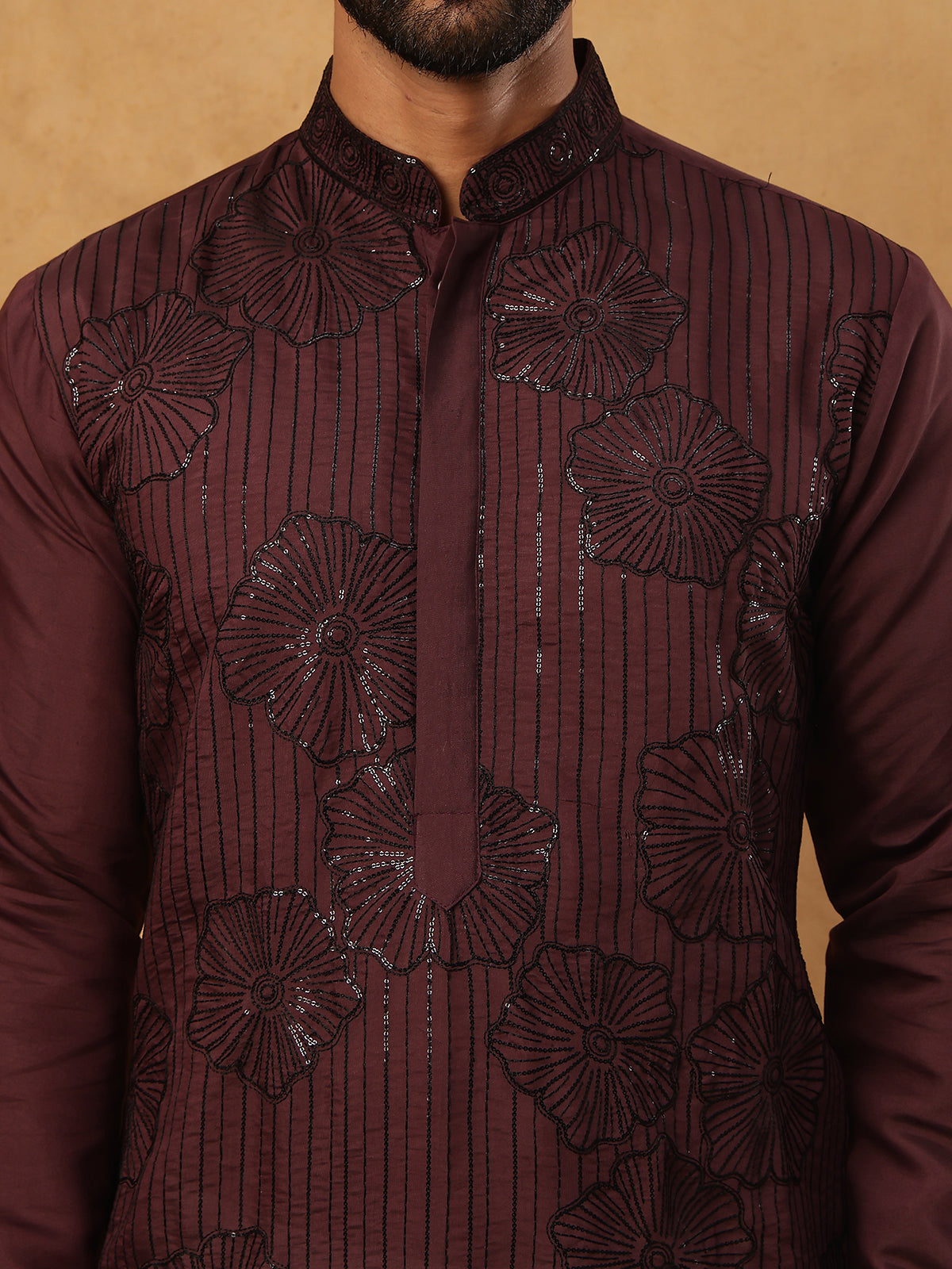 Silk Blend Embroidered Kurta (65KO 5423 Maroon ) [FF] [Q-11-14]