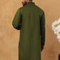 Silk Blend Embroidered Kurta (65KO 5423 Olive ) [FF] [Q-11-14]