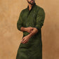 Silk Blend Embroidered Kurta (65KO 5423 Olive ) [FF] [Q-11-14]