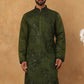 Silk Blend Embroidered Kurta (65KO 5423 Olive ) [FF] [Q-11-14]