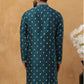 Men’s Festive Rubber Print Kurta (65KO 5424 Peacock ) [FF] [J-1]