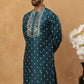 Men’s Festive Rubber Print Kurta (65KO 5424 Peacock ) [FF] [J-1]
