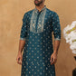 Men’s Festive Rubber Print Kurta (65KO 5424 Peacock ) [FF] [J-1]