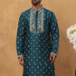 Men’s Festive Rubber Print Kurta (65KO 5424 Peacock ) [FF] [J-1]
