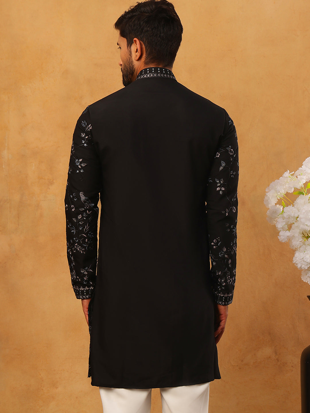 Silk Blend Embroidered Kurta (65KO 5426 Black ) [FF] [A-1-4]