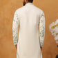 Silk Blend Embroidered Kurta (65KO 5426 White ) [FF] [A-1-4]