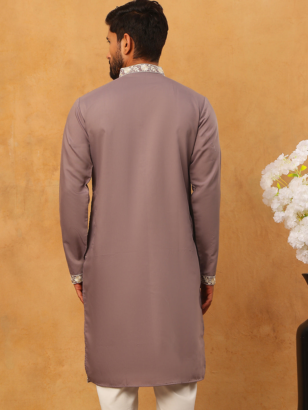 Classic Silk Blend Embroidered Kurta (65KO 5427 Purple ) [FF] [Q-11-14]
