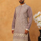 Classic Silk Blend Embroidered Kurta (65KO 5427 Purple ) [FF] [Q-11-14]