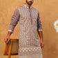 Classic Silk Blend Embroidered Kurta (65KO 5427 Purple ) [FF] [Q-11-14]