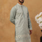 Classic Silk Blend Embroidered Kurta (65KO 5427 Rama ) [FF] [Q-11-14]