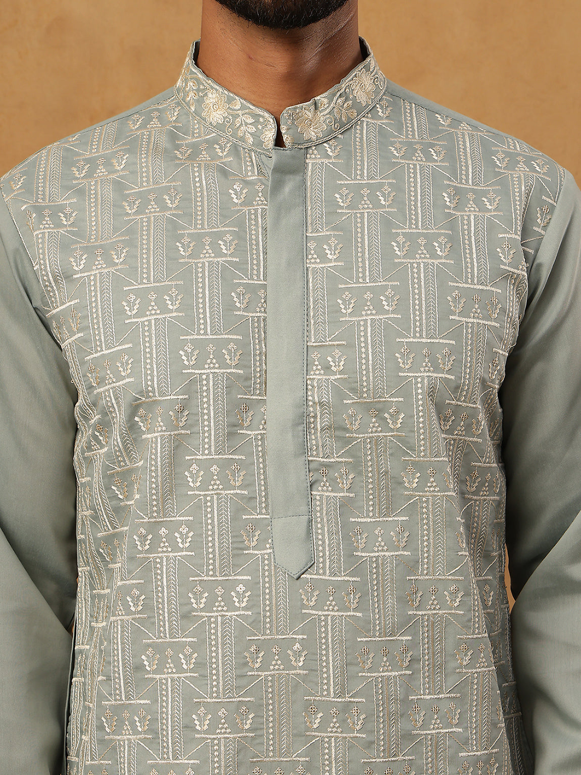 Classic Silk Blend Embroidered Kurta (65KO 5427 Rama ) [FF] [Q-11-14]