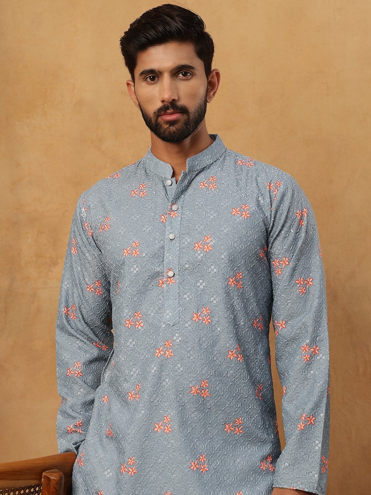 Festive Cotton Blend Printed Kurta (65KO 5428 Blue ) [FF] [Q-11-14]
