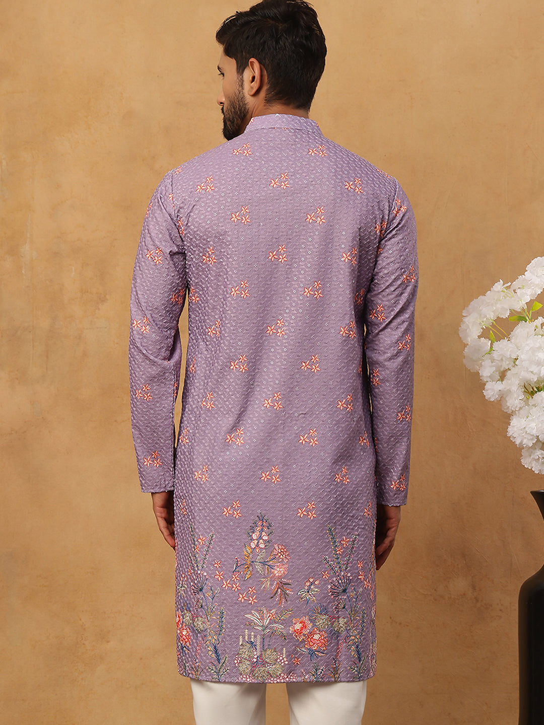 Festive Cotton Blend Printed Kurta (65KO 5428 Purple ) [FF] [Q-11-14]