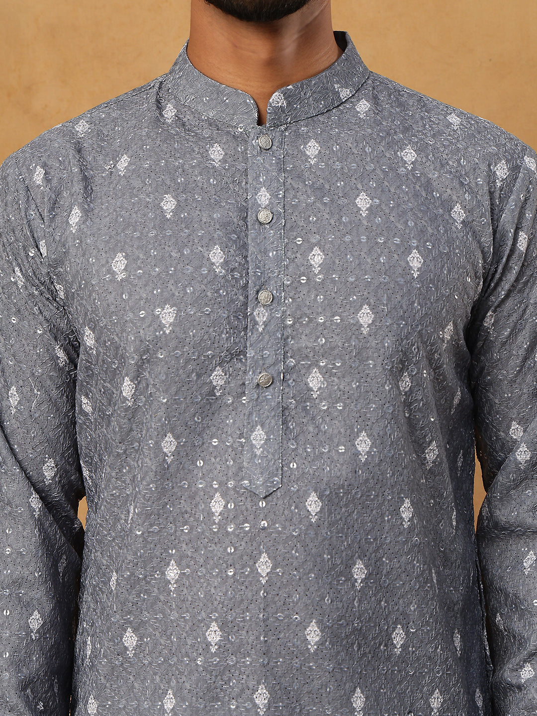 Festive Cotton Blend Printed Kurta (65KO 5429 Grey ) [FF] [Q-11-14]