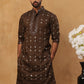 Festive Silk Blend Sequin Work Kurta (65KO 5430 Brown ) [FF] [A-1-4]