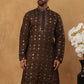 Festive Silk Blend Sequin Work Kurta (65KO 5430 Brown ) [FF] [A-1-4]